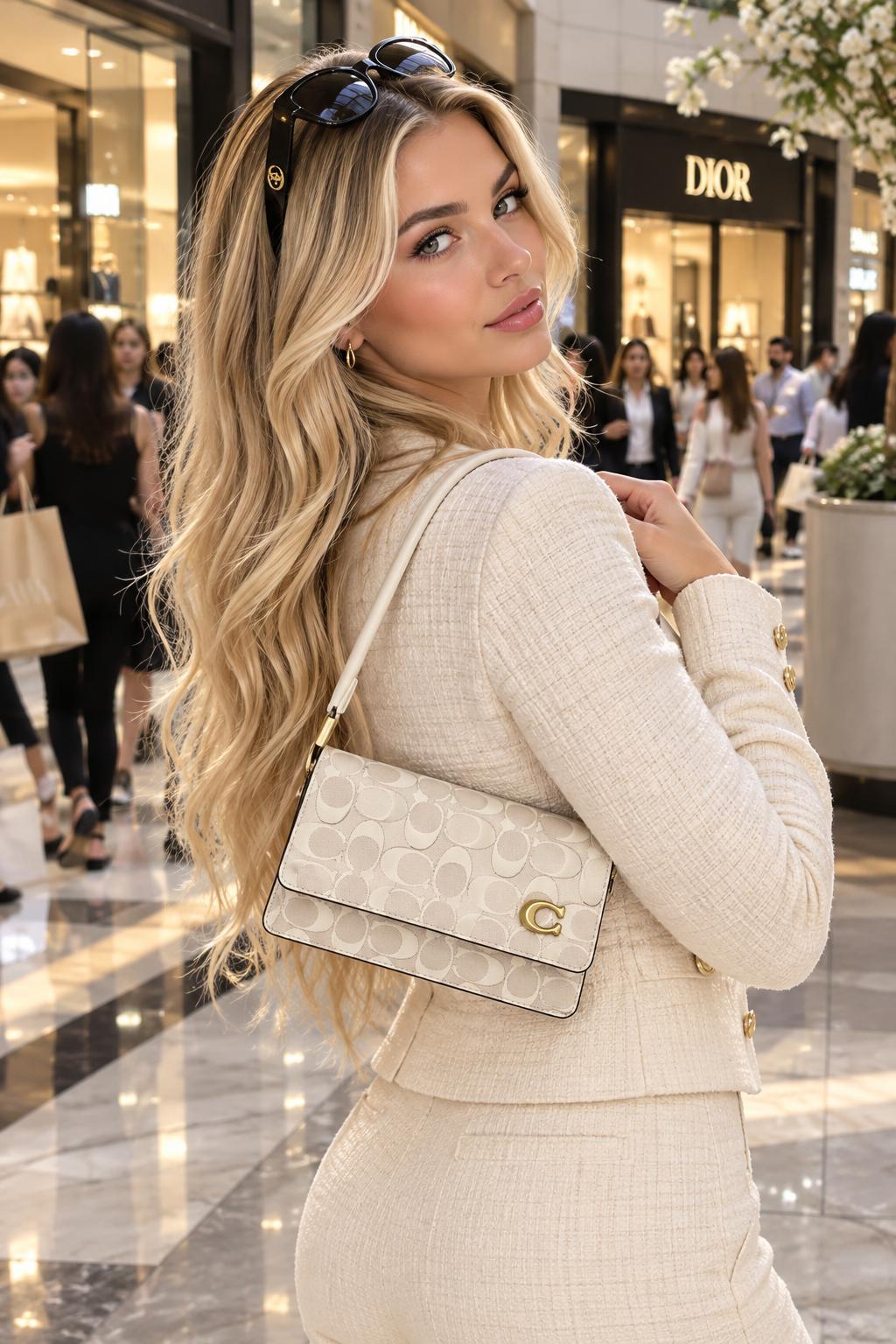 Mini coach white hand bag